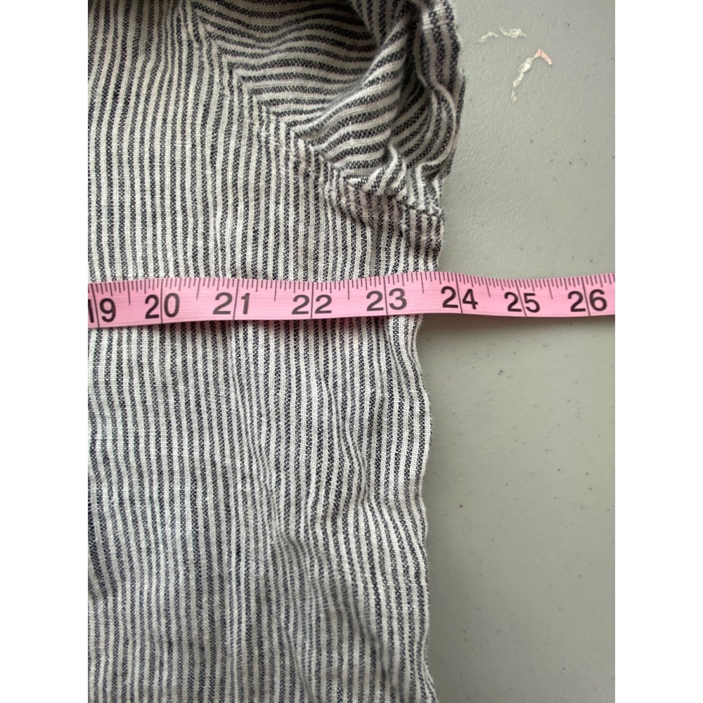 Sigrid Olsen 100% Linen Striped Roll Tab Tunic Shirt Blue White Plus Size 1X - Picture 4 of 7